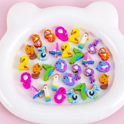 Mini Cartoon Eraser Set – Fruit, Animal & Heart Capsule Collection