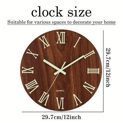 Wooden Glow-in-the-Dark Wall Clock