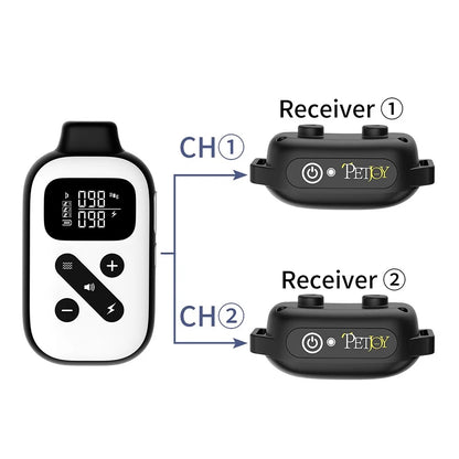 IPX7 Waterproof Remote Dog Training Collar with Auto Anti-Bark Mode