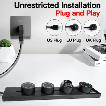 Wall Power Track Socket – USB Type-C Charging & Multi-Plug Outlet