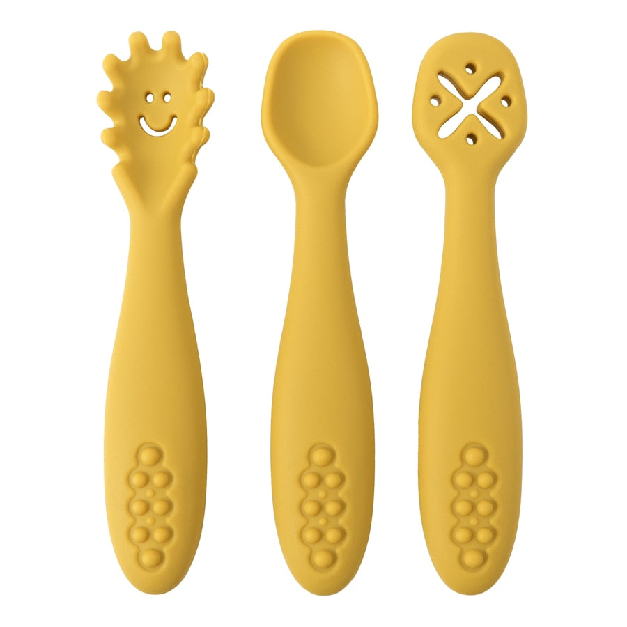 3pcs baby learning spoons utensils set