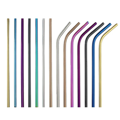 Reusable 304 Stainless Steel Drinking Straws Set with Cleaning Brush