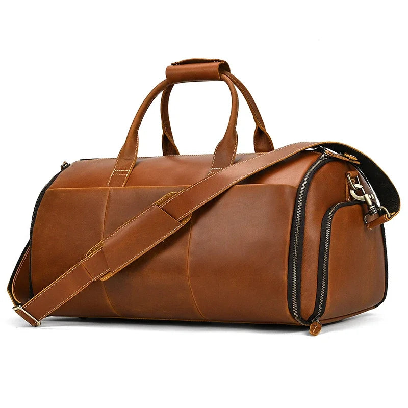 Crazy Horse Leather Travel Bag for Suits