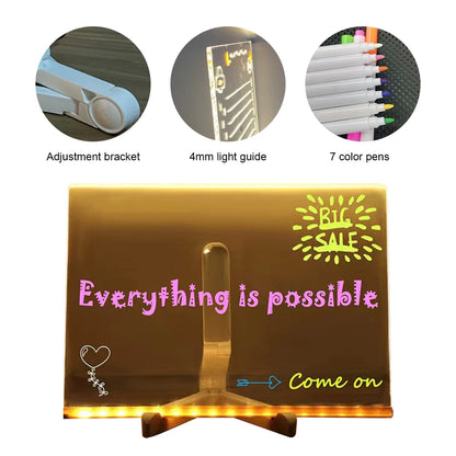 LED Acrylic Message Board with 7 Neon Markers