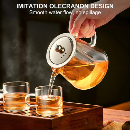 Heat-Resistant Borosilicate Glass Teapot with Stainless Steel Infuser