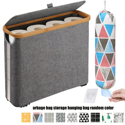 Bamboo Toilet Paper Storage Basket with Lid