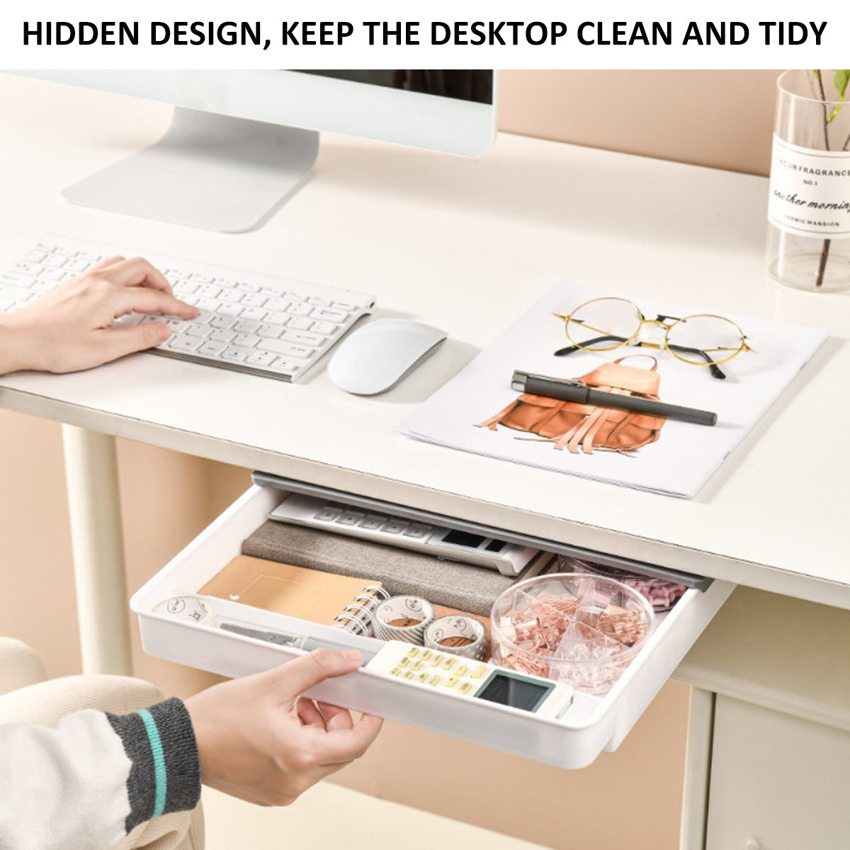 Under Desk Hidden Storage Drawer