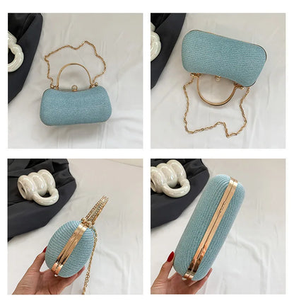Heart-Shaped Evening Clutch Bag with Chain Strap