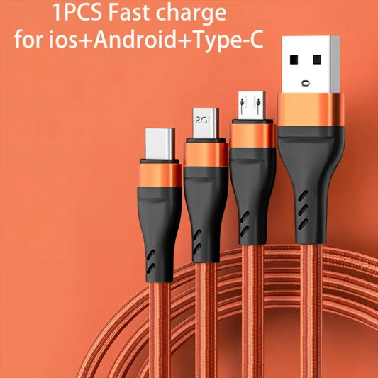 3-Connector Braided Charging Cable