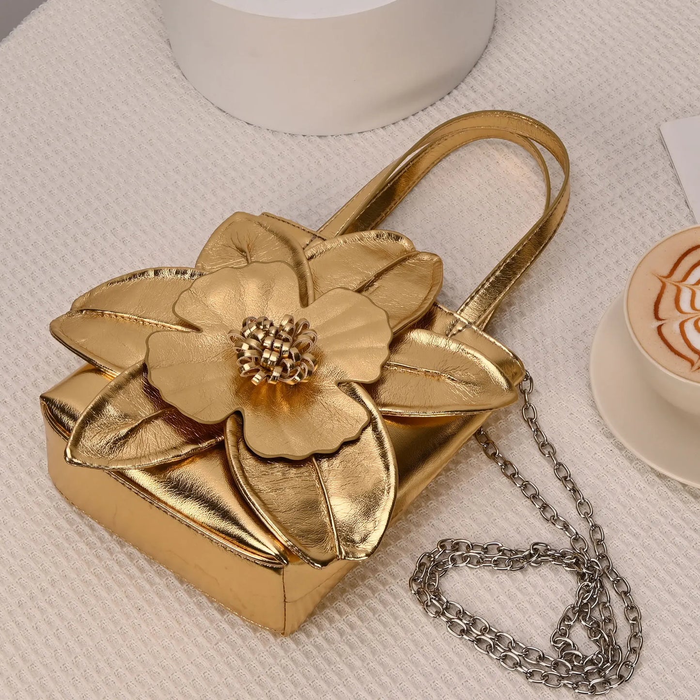 3D Floral PU Leather Bucket Handbag