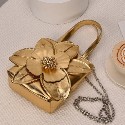 3D Floral PU Leather Bucket Handbag