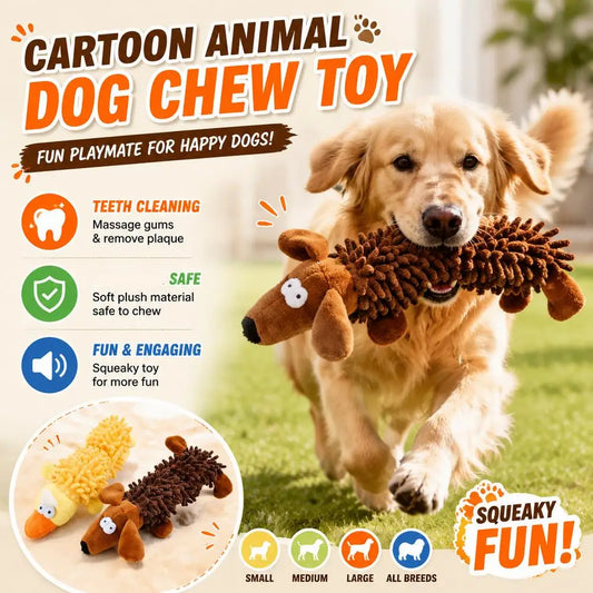 Cartoon Animal Squeaky Plush Dog Chew Toy