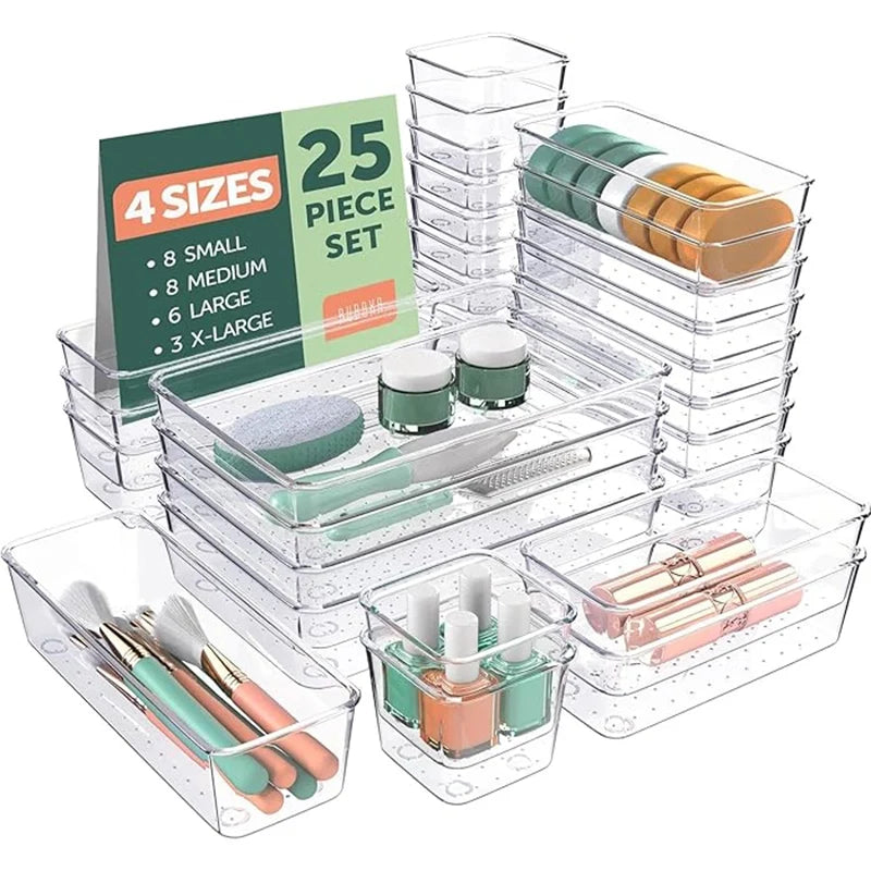 Clear Drawer Organizer Set