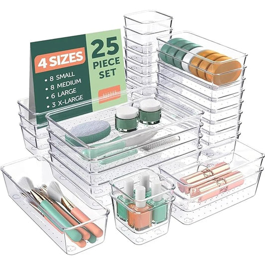 Clear Drawer Organizer Set