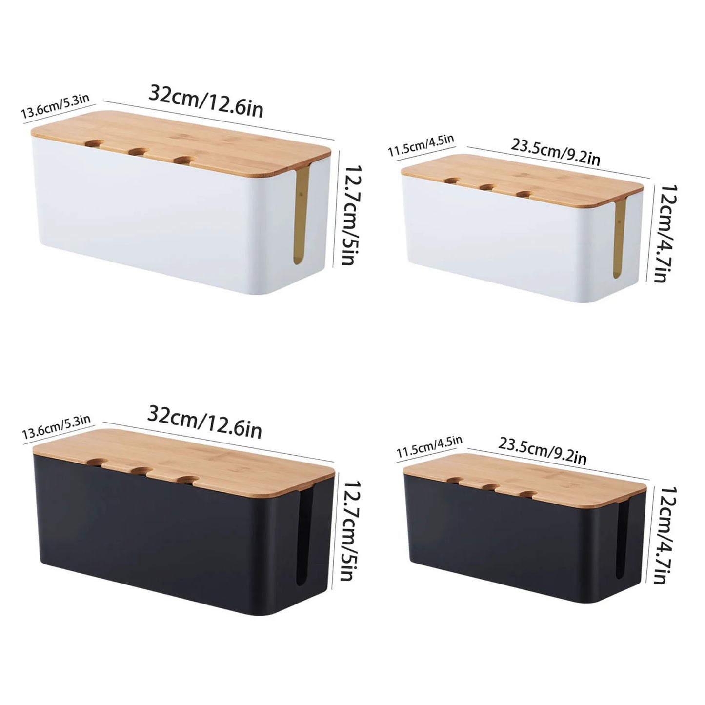 Large Wooden Style Cable Management Box Organizer