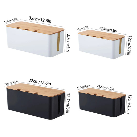 Large Wooden Style Cable Management Box Organizer
