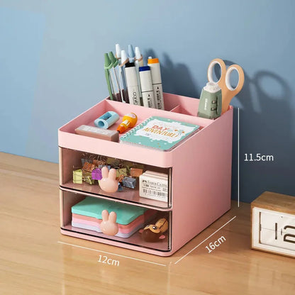 Small Desktop Organizer with Drawers & Storage Box