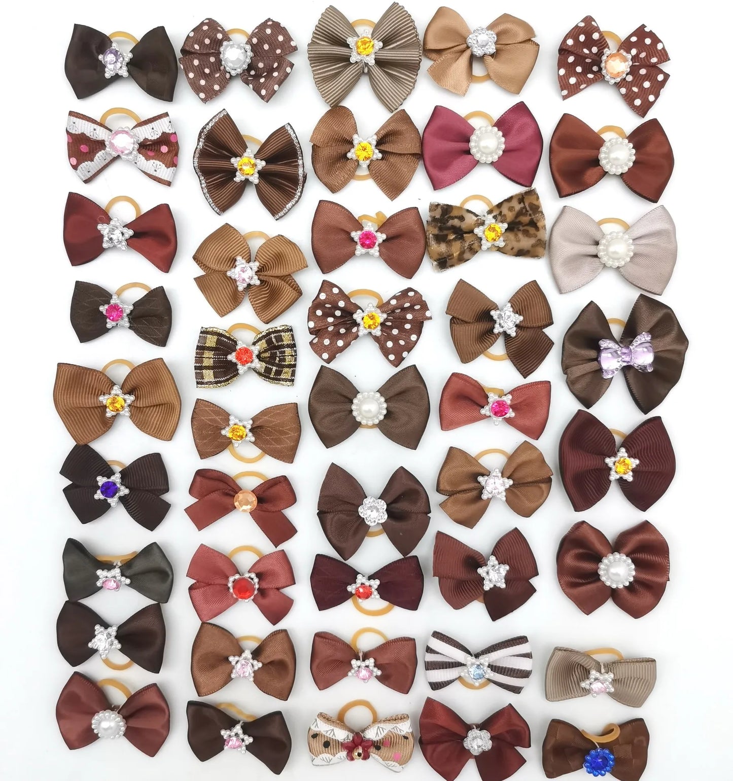 Dog Hair Bows with Pearl & Rhinestone Accents