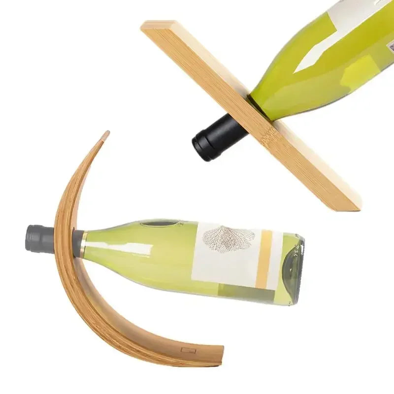 Floating Wooden Wine Bottle Display Stand
