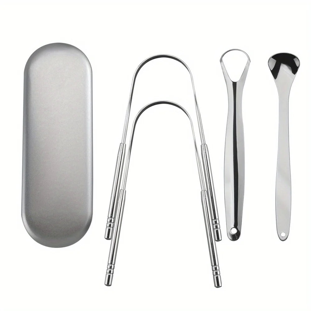 Stainless Steel Tongue Scraper Set