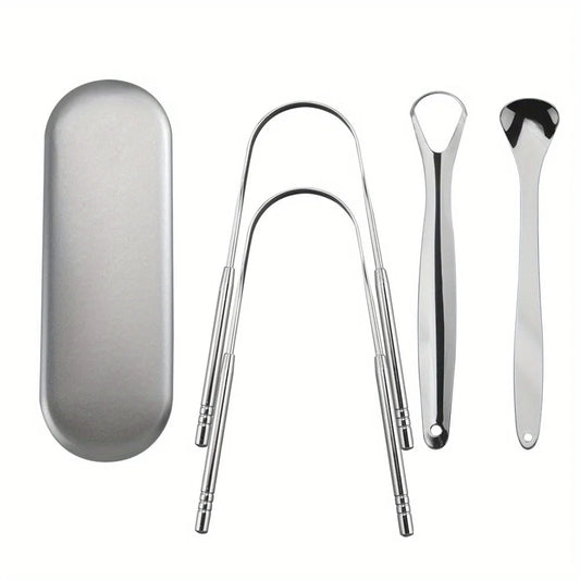Stainless Steel Tongue Scraper Set