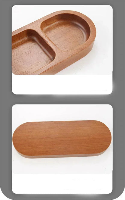 Solid Wood Divided Sauce Dish