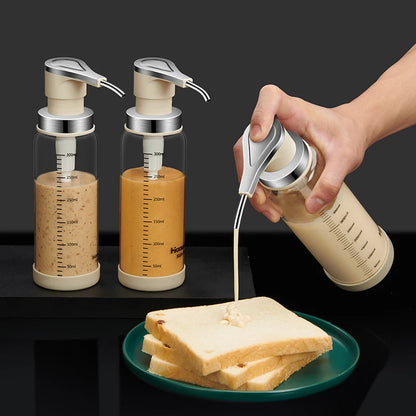 Glass Pump Sauce Dispenser Bottle