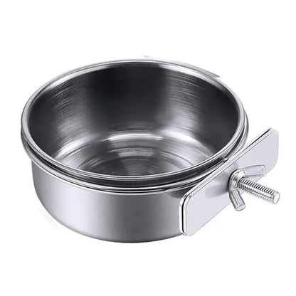 Stainless Steel Clamp-On Pet Feeding Bowl for Birds & Small Animals