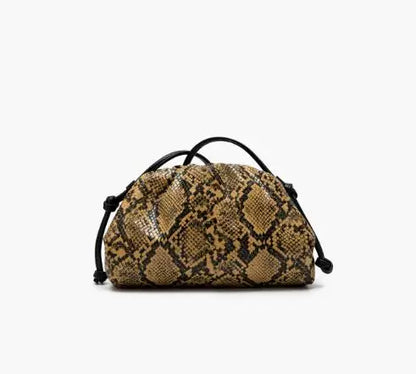 Snake Pattern Ruched Shoulder Bag