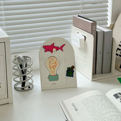 Desktop Magnetic Message Board with Storage Shelf