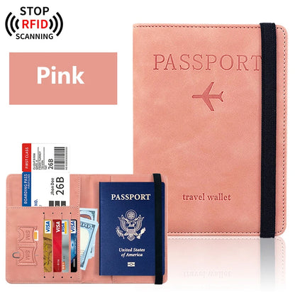 PU Leather Passport Cover and Travel Document Organizer
