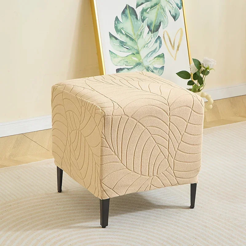 Elastic Jacquard Ottoman Footstool Cover