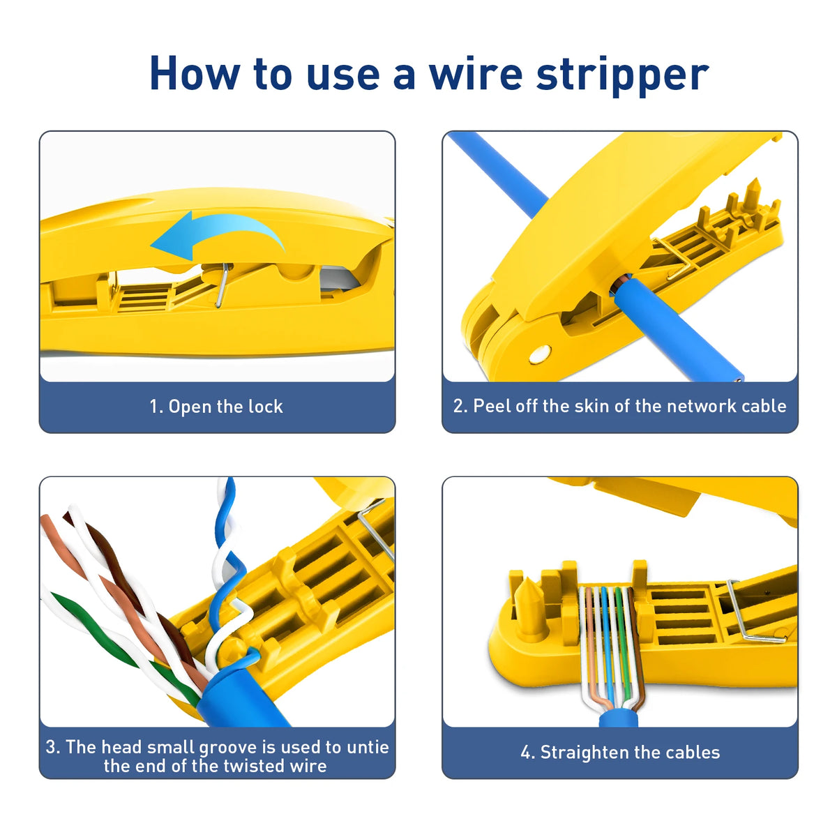 RJ45 Ethernet Cable Stripping & Cutting Tool