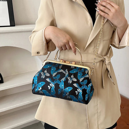 Vintage Embroidered Chain Clutch Handbag