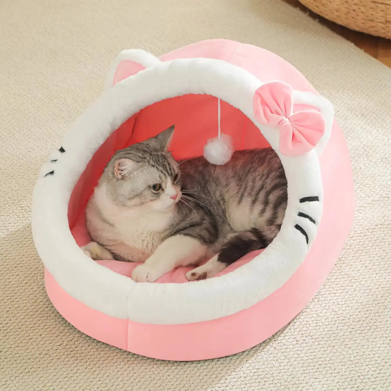 Cosy Plush Cat Cave Bed