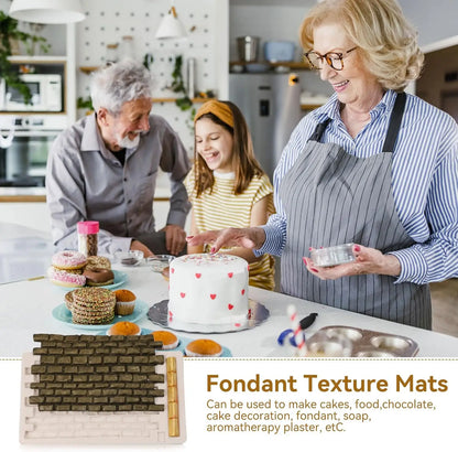 VERIDIAN Rock Brick Wall Texture Silicone Molds Diy Wood Grain Tree Bark Silicone Mat Fondant Baking Mold Cake Decorating Tools