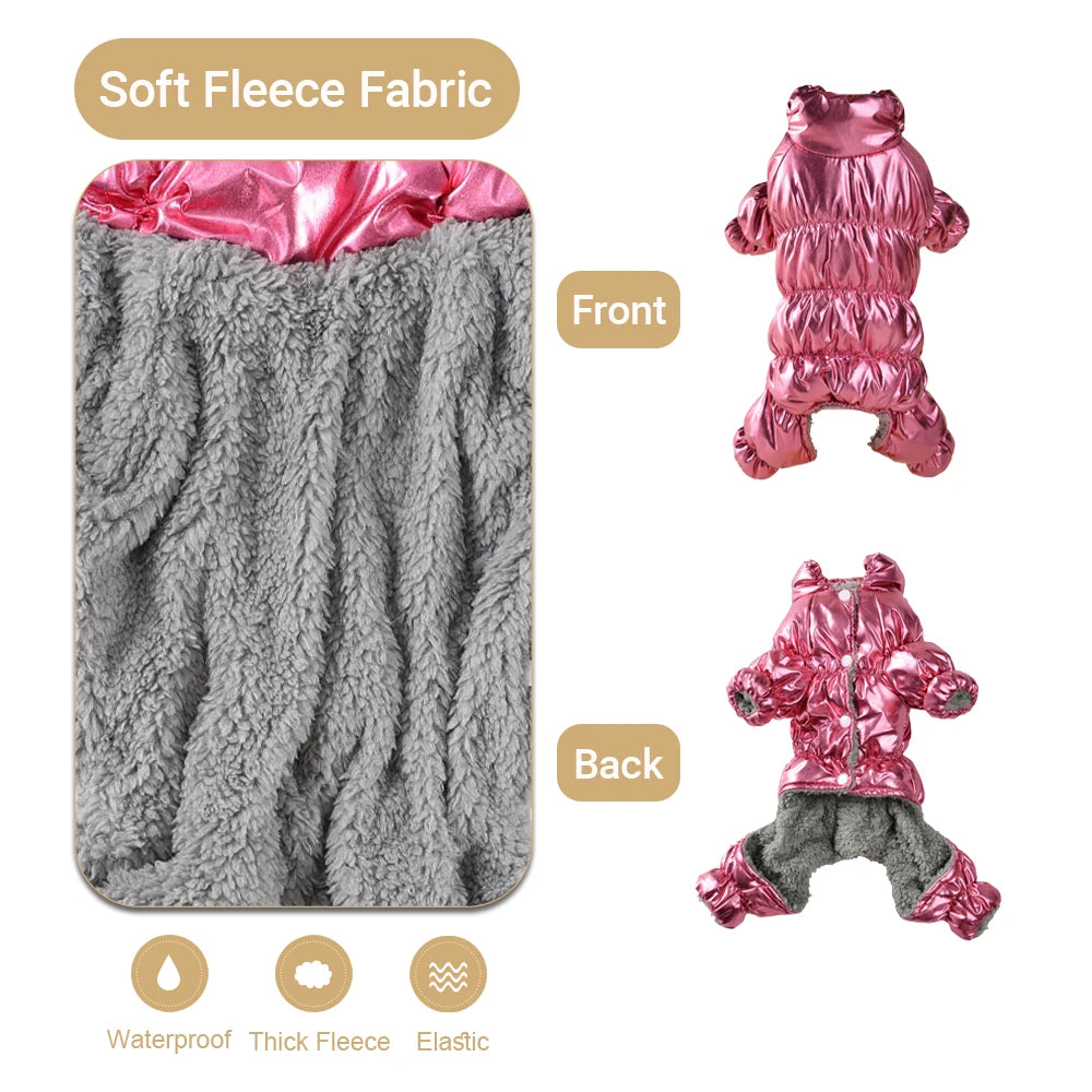 Winter Waterproof Dog Jumpsuit with Warm Fleece Lining