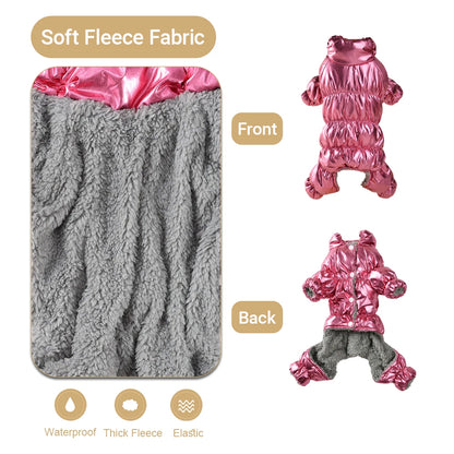 Winter Waterproof Dog Jumpsuit with Warm Fleece Lining