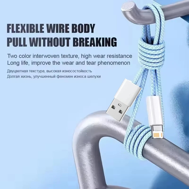 20W Braided Lightning Charging Cable with Reinforced Nylon Weave