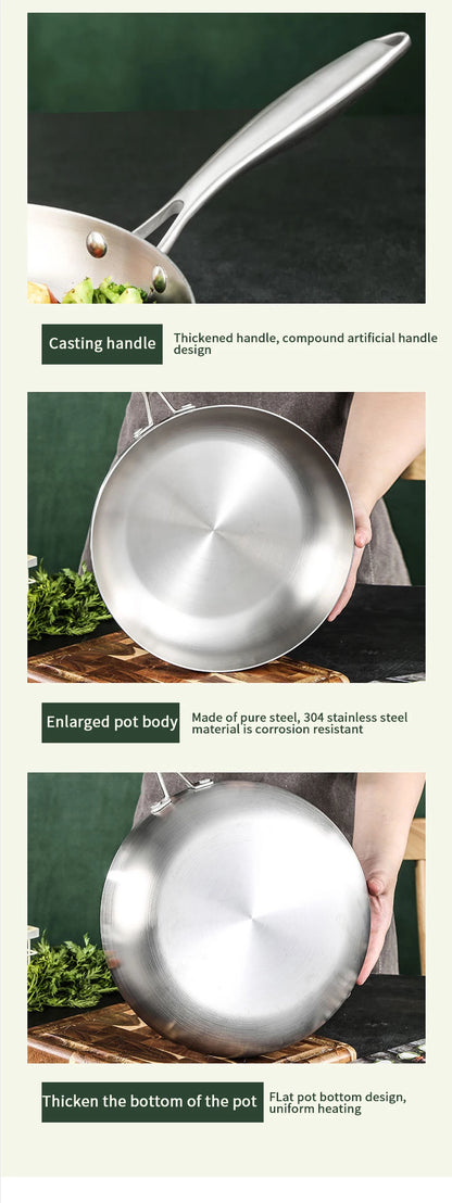 Uncoated Stainless Steel Chef’s Frying Pan – 28cm