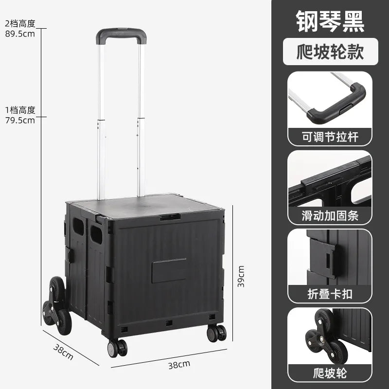 Foldable Camping Trolley Storage Box with Wheels