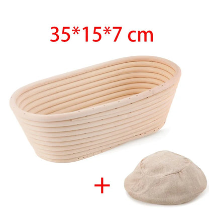 Oval Rattan Banneton Proofing Basket for Sourdough Bread with Washable Linen Liner