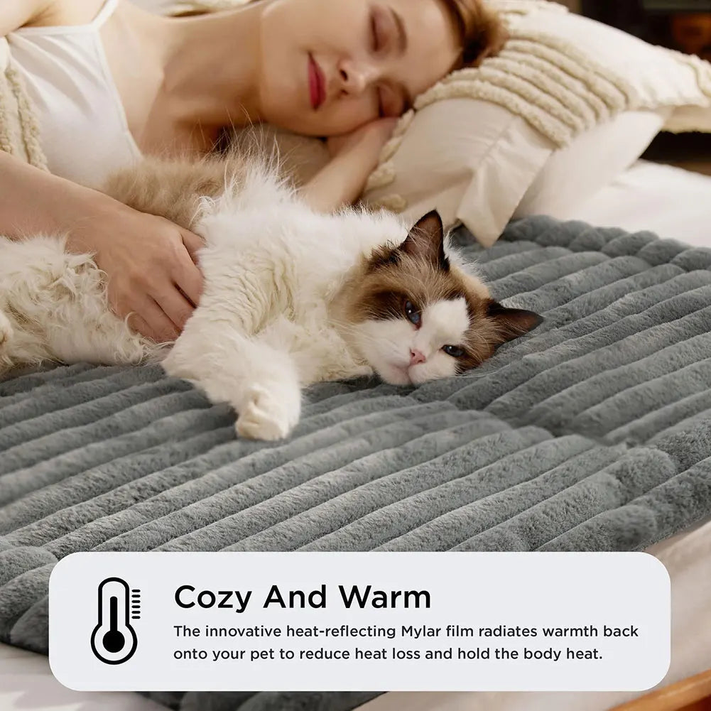 Self-Warming Plush Pet Bed Mat