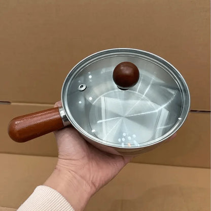 Stainless Steel Milk Pot with Wooden Handle