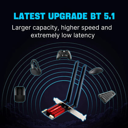 Dual-Band PCIe Wireless Network Card with Bluetooth for Desktop PCs
