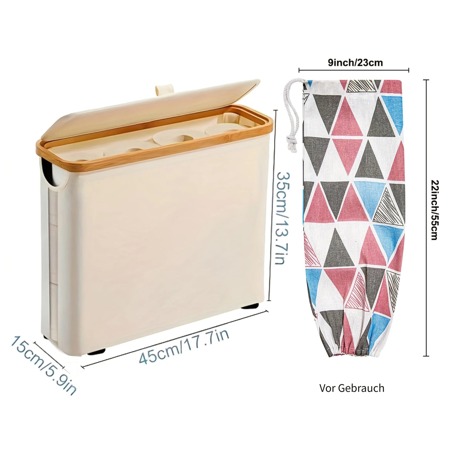 Bamboo Toilet Paper Storage Basket with Lid