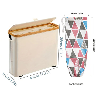Bamboo Toilet Paper Storage Basket with Lid