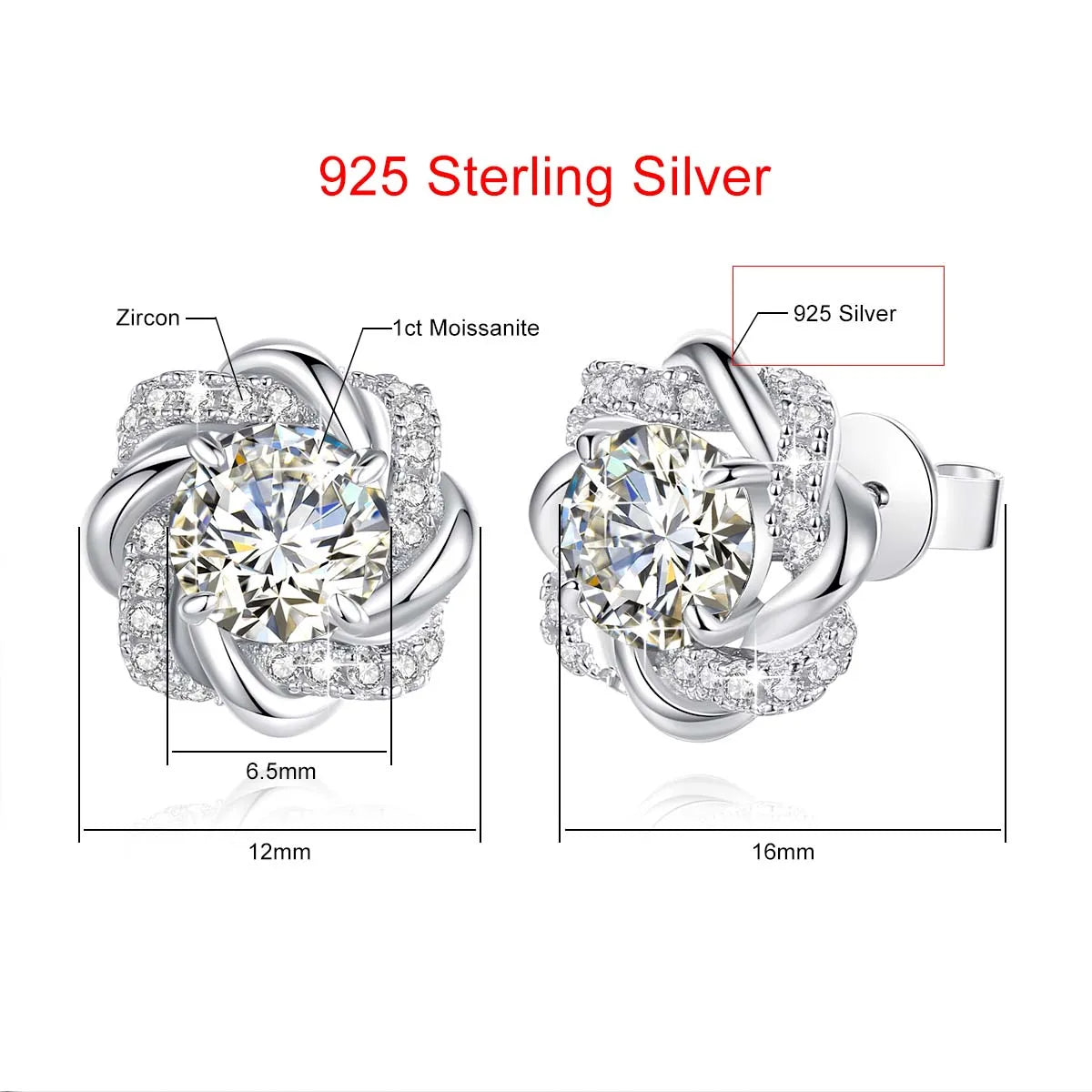 14K Gold Filled Floral Moissanite Stud Earrings