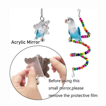 Wooden Parrot Toy Set for Bird Cages