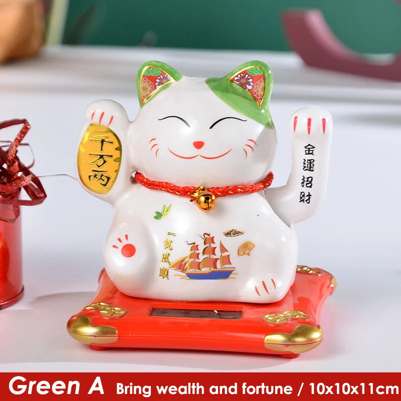 4.5 Inch Ceramic Lucky Solar Cat